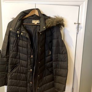 Michael Kors 3/4 Length Puffer Coat with detachable Faux Fur Hood